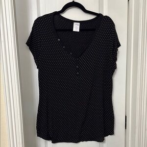 Secret treasures black and white polkadot top size L